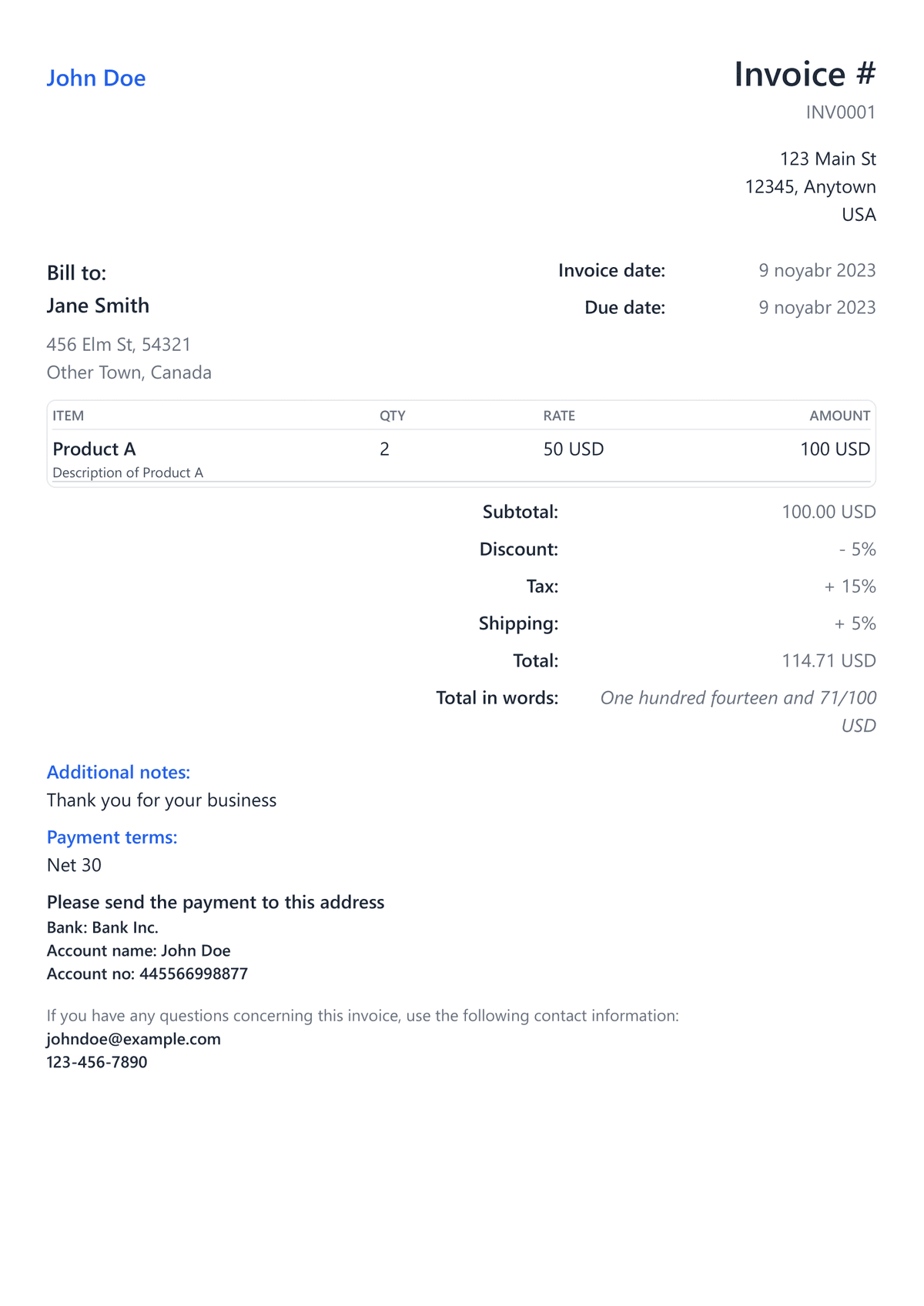 Professional Invoice Template